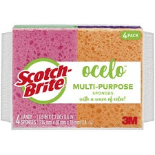 Scotch-Brite StayFresh Sponge 5.8" Height x 4.6" Width x 4.6" Depth - 4 / Pack - Cellulose - Assorted