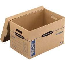 Bankers Box SmoothMove Maximum Strength Moving Boxes Internal Dimensions: 12.25" Width x 18.50" Depth x 12" Height - External Dimensions: 13.1" Width x 20.1" Depth x 12.4" Height - Lift-off Closure - Triple End/Double Side/Double Bottom Wall - Stackable -