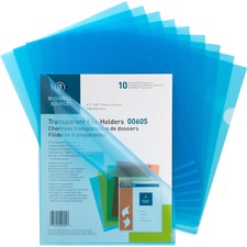 Business Source Letter File Sleeve 8 1/2" x 11" - 20 Sheets Capacity - Blue - 10 / Pack