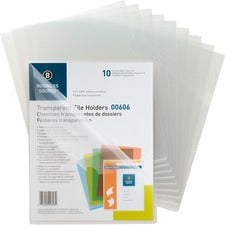 Business Source Letter File Sleeve 8 1/2" x 11" - 20 Sheets Capacity - Clear - 10 / Pack