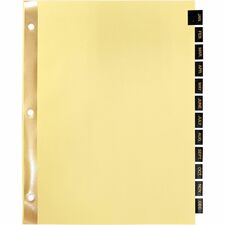 Business Source Monthly Black Leather Tab Index Dividers 12 Printed Tab(s) - Month - January-December - 8.5" Divider Width x 11" Divider Length - Letter - 3 Hole Punched - Buff Paper Divider - Black Leather Tab(s) - 20% Recycled - 12 / Set
