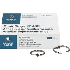 Business Source Standard Book Rings 0.8" Diameter - Silver - 100 / Box