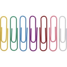 Business Source Vinyl-coated Gem Clips Jumbo - 2" Length x 0.5" Width - for Paper - Rust Resistant - Assorted - 250 / Box