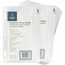 Business Source Punched Economy Binder Pocket 9.5" Height x 6" Width - 7 x Holes - Ring Binder - Clear - Plastic - 24 / Box
