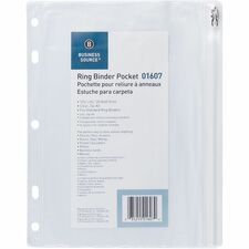 Business Source Punched Economy Binder Pocket 10" Height x 8" Width - 7 x Holes - Ring Binder - Clear - Plastic - 24 / Box