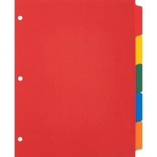 Business Source Plain Tab Color Polyethylene Index Dividers Blank Tab(s) - 5 Tab(s)/Set - 8.5" Divider Width x 11" Divider Length - Letter - 3 Hole Punched - Red Polyethylene, Yellow, Green, Blue, Orange Divider - Red Polyethylene, Yellow, Green, Blue, Or