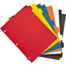 Business Source Plain Tab Color Polyethylene Index Dividers Blank Tab(s) - 8 Tab(s)/Set - 8.5" Divider Width x 11" Divider Length - Letter - 3 Hole Punched - Red Polyethylene, Yellow, Green, Blue, Orange, White, Black, Brown Divider - Red Polyethylene, Ye