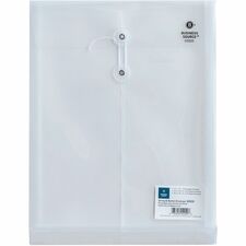 Business Source String Closure Top-open Poly Envelope Inter-department - 10" Width x 13" Length - String/Button - Clear - 1 Each