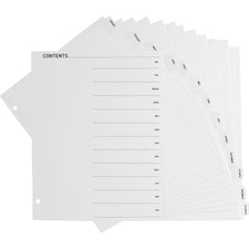 Business Source Jan-Dec Monthly Table of Contents Index Dividers Printed Tab(s) - Month - January-December - 12 Tab(s)/Set - 8.5" Divider Width x 11" Divider Length - Letter - 3 Hole Punched - White Divider - White Mylar Tab(s) - 12 / Set