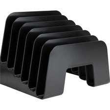 Business Source 6-slot Inclined Desk Step Sorter 6 Compartment(s) - 6.50" Height x 8" Width x 7.75" Depth - Desktop - 25% Recycled - Black - Plastic - 1 Each