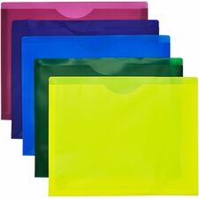 Business Source Straight Tab Cut Letter File Jacket 8 1/2" x 11" - 1" Expansion - Assorted - 10 / Pack