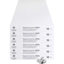 Business Source Magnetic Grip Clips Pack No. 1 - 1.3" Width - for Paper - Magnetic, Heavy Duty - Silver - 18/Box - 6 / Bundle