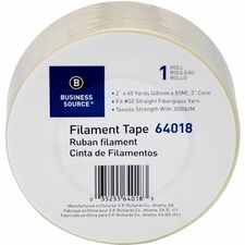 Business Source Heavy-duty Filament Tape 60 yd Length x 2" Width - 3" Core - White - Fiberglass Filament Roll - 1 Roll