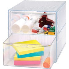 Business Source 2-drawer Storage Organizer 2 Drawer(s) - 6" Height x 6" Width x 6" Depth - Desktop - Clear - 1 Each