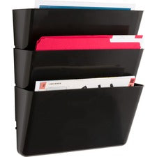Lorell Wall File Pockets 14.75" Height x 13.13" Width x 4.25" Depth - Black - 3 / Pack