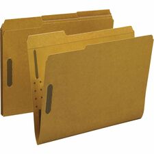 Business Source 1/3 Tab Cut Letter Recycled Fastener Folder 8 1/2" x 11" - 2" Fastener Capacity - Top Tab Location - Assorted Tab Position - 10% Recycled - 50 / Box
