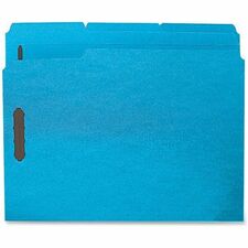 Business Source 1/3 Tab Cut Letter Recycled Fastener Folder 8 1/2" x 11" - 3/4" Expansion - 2 Fastener(s) - 2" Fastener Capacity - Top Tab Location - Assorted Tab Position - 11 pt. - Blue - 10% Recycled - 50 / Box