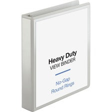 Business Source Round-ring View Binder 1 1/2" Binder Capacity - Letter - 8 1/2" x 11" Sheet Size - 350 Sheet Capacity - Fastener(s): Round Ring - Pocket(s): 2, Internal - Polypropylene, Chipboard, Board - White - Wrinkle-free, Non-glare, Transfer Safe, Ga
