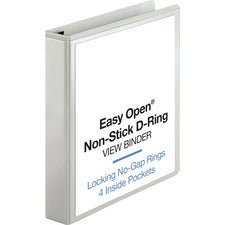 Business Source Locking D-Ring View Binder 1 1/2" Binder Capacity - Letter - 8 1/2" x 11" Sheet Size - 325 Sheet Capacity - Fastener(s): D-Ring - Pocket(s): 4, Inside Front & Back - Polypropylene, Chipboard - White - Recycled - Acid-free, Non-glare, Clear