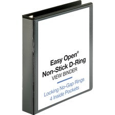 Business Source Locking D-Ring View Binder 1 1/2" Binder Capacity - Letter - 8 1/2" x 11" Sheet Size - 325 Sheet Capacity - Fastener(s): D-Ring - Pocket(s): 4, Inside Front & Back - Polypropylene, Chipboard - Black - Recycled - Acid-free, Non-glare, Clear