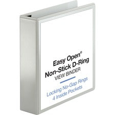 Business Source Locking D-Ring View Binder 2" Binder Capacity - Letter - 8 1/2" x 11" Sheet Size - 500 Sheet Capacity - Fastener(s): D-Ring - Pocket(s): 4, Inside Front & Back - Polypropylene, Chipboard - White - Recycled - Acid-free, Non-glare, Clear Ove