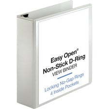 Business Source Locking D-Ring View Binder 3" Binder Capacity - Letter - 8 1/2" x 11" Sheet Size - 650 Sheet Capacity - Fastener(s): D-Ring - Pocket(s): 4, Inside Front & Back - Polypropylene, Chipboard - White - Recycled - Acid-free, Non-glare, Clear Ove