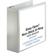 Business Source Locking D-Ring View Binder 4" Binder Capacity - Letter - 8 1/2" x 11" Sheet Size - 775 Sheet Capacity - Fastener(s): D-Ring - Pocket(s): 4, Inside Front & Back - Polypropylene, Chipboard - White - Recycled - Acid-free, Non-glare, Clear Ove