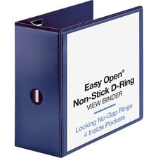 Business Source Navy D-ring Binder 5" Binder Capacity - Letter - 8 1/2" x 11" Sheet Size - Fastener(s): D-Ring - Pocket(s): 4 - Polypropylene - Navy - Clear Overlay, Non-stick, Ink-transfer Resistant, Locking Ring - 1 Each