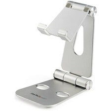 StarTech.com Phone and Tablet Stand - Foldable Universal Mobile Device Holder - Smartphones/Tablets - Adjustable Cell Phone Stand for Desk Up to 13" Screen Support - 1.76 lb Load Capacity - 5.12" Height x 2.99" Width x 4.13" Depth - Desk - Aluminum - Silv
