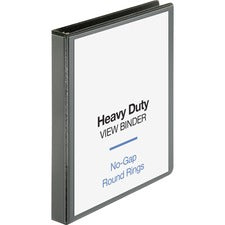 Business Source Heavy-duty View Binder 1" Binder Capacity - Letter - 8 1/2" x 11" Sheet Size - 225 Sheet Capacity - Fastener(s): Round Ring - Pocket(s): 2, Internal - Polypropylene-covered Chipboard - Black - Wrinkle-free, Non-glare, Gap-free Ring, Durabl
