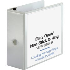 Business Source Locking D-Ring View Binder 5" Binder Capacity - Letter - 8 1/2" x 11" Sheet Size - 925 Sheet Capacity - Fastener(s): D-Ring - Pocket(s): 4, Inside Front & Back - Polypropylene-covered Chipboard - White - Recycled - Locking Ring, Non-glare,