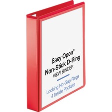 Business Source Red D-ring Binder 1 1/2" Binder Capacity - Letter - 8 1/2" x 11" Sheet Size - Fastener(s): D-Ring - Pocket(s): 4 - Polypropylene - Red - Non-stick, Clear Overlay, Ink-transfer Resistant, Labeling Area - 1 Each
