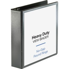 Business Source Heavy-duty View Binder 2" Binder Capacity - Letter - 8 1/2" x 11" Sheet Size - 475 Sheet Capacity - Fastener(s): Round Ring - Pocket(s): 2, Internal - Polypropylene-covered Chipboard - Black - Non-glare, Clear Overlay, Gap-free Ring, Durab