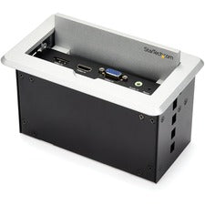 StarTech.com Conference Table Connectivity Box for A/V - 4K Cable Box - Silver - 6.70" Length - 1 Each - TAA Compliant