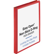 Business Source Red D-ring Binder 1" Binder Capacity - Fastener(s): D-Ring - Pocket(s): 4 - Polypropylene - Red - Non-stick, Labeling Area - 1 Each