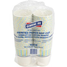 Genuine Joe 8 oz Hot Beverage Cups 8 fl oz - Assorted - Paper - Hot Chocolate, Cappuccino, Tea, Coffee, Beverage - 50 / Pack