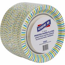 Genuine Joe 7" Printed Paper Plates Disposable - 7" Diameter - Assorted - 125 / Pack