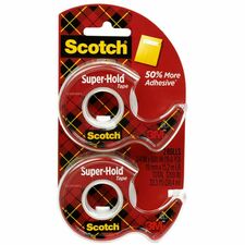 Scotch Super-Hold Tape 16.67 yd Length x 0.75" Width - Translucent - Dispenser Included - 2 / Pack
