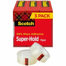 Scotch Super-Hold Tape 27.78 yd Length x 0.75" Width - Clear - 3 / Pack