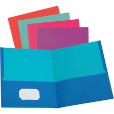 Oxford Letter Recycled Pocket Folder 8 1/2" x 11" - 100 Sheets Capacity - 2 Pocket(s) - Assorted - 10% Recycled - 50 / Box