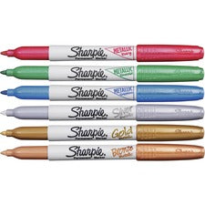 Sharpie Metallic Permanent Marker Fine Pen Point - Bold Marker Point - Alcohol Based - 6 / Set