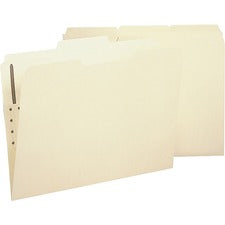 Business Source 1/3 Tab Cut Legal Recycled Fastener Folder 8 1/2" x 14" - 1 Fastener(s) - 2 Plys - Manila - 10% Recycled - 50 / Box