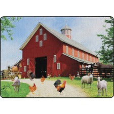 Flagship Carpets Barn Animals Classroom Rug Floor Rug - 100" Length x 72" Width x 0.50" Thickness - Rectangle - Multicolor - Yarn