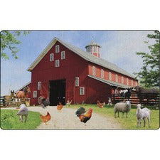 Flagship Carpets Barn Animals Classroom Rug Floor Rug - 12 ft Length x 93" Width x 0.50" Thickness - Rectangle - Multicolor - Yarn