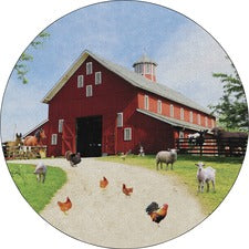 Flagship Carpets Barn Animals Classroom Rug Floor Rug - 12 ft Length x 12 ft Width x 0.50" Thickness - Round - Multicolor - Yarn