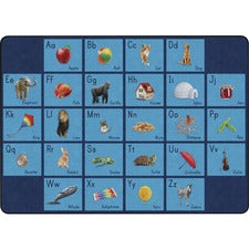 Flagship Carpets See My Alphabet Classroom Rug Floor Rug - 100" Length x 72" Width x 0.50" Thickness - Rectangle - Blue - Yarn