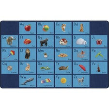 Flagship Carpets See My Alphabet Classroom Rug Floor Rug - 12 ft Length x 93" Width x 0.50" Thickness - Rectangle - Blue - Yarn