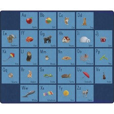 Flagship Carpets See My Alphabet Classroom Rug Floor Rug - 13.17 ft Length x 10.50 ft Width x 0.50" Thickness - Rectangle - Blue - Yarn