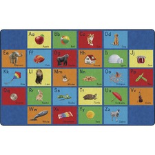 Flagship Carpets See My Alphabet Classroom Rug Floor Rug - 12 ft Length x 93" Width x 0.50" Thickness - Rectangle - Multicolor - Yarn