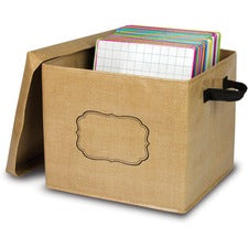 Teacher Created Resources Burlap Storage Box Lift-off Closure - Brown - For Toy, Classroom Supplies, Book, Notepad - 1 Each